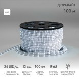 Дюралайт LED,  свечение с динамикой (3W) - белый Эконом 24 LED/м,  бухта 100м