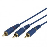 Шнур 3 RCA - 3 RCA,  1,5м,  синий,  Gold REXANT