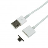 Кабель USB-A – micro USB,  1А,  1м,  белый,  со съемным магнитным штекером REXANT