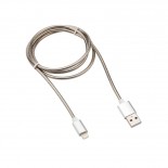 Кабель USB-A – Lightning для Apple,  2A,  1м,  в матовой стальной оплетке REXANT