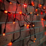 Гирлянда светодиодная Бахрома (Айсикл),  2,4х0,6м,  88 LED КРАСНЫЙ,  черный ПВХ,  IP65, постоянное свечение,  230В NEON-NIGHT (шнур питания в комплекте)