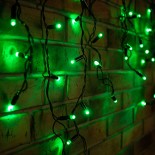 Гирлянда светодиодная Бахрома (Айсикл),  2,4х0,6м,  88 LED ЗЕЛЕНЫЙ,  черный ПВХ,  IP65, постоянное свечение,  230В NEON-NIGHT (шнур питания в комплекте)