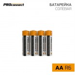 Батарейка солевая АА/R6, 1,5В,  4 шт,  термопленка PROconnect