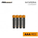 Батарейка солевая ААA/R03, 1,5В,  4 шт,  термопленка PROconnect