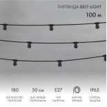 Гирлянда Belt-Light 2 жилы,  100м,  шаг 50см,  180 патронов E27, IP65, черный провод NEON-NIGHT