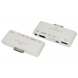 AV адаптер 6 в 1 для iPhone 4/4S на HDMI, USB, microSD, SD,  3.5 мм,  microUSB